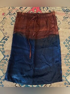 Anthropologie CLOTH & STONE Brown/Navy Ombre Tencel Skirt SMALL new without tags